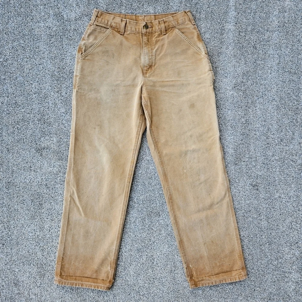 Carhartt B11-BRN Canvas Carpenter Pants Workwear Loose Original Fit Mens 31x32
